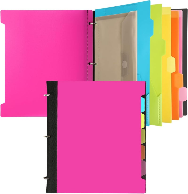Tashkummy Pivotable Refillable Notebook, 3 Ring Binder Notebooks 1 Inch, Notebook with Dividers and Pockets, Folder Notebook, Flexible Binder, Soft Binders 3 Ring, Foldable Binder- Pink - Image 1